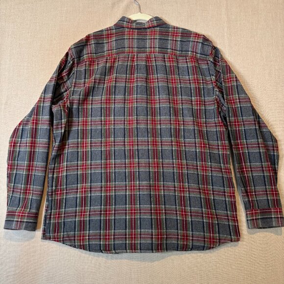 L.L. Bean Traditional Fit Flannel Shirt Mens L Regular Red Gray Plaid Cotton - Picture 4 of 5